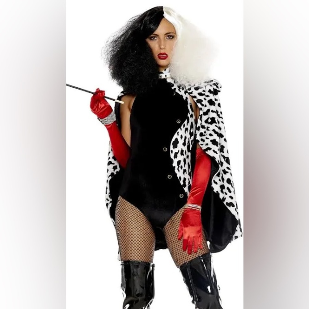 Brand new never worn Cruella Costume w/ desperate never worn wig.